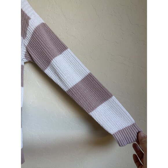 TORRID Size 0/US 12/Large Pink White Striped Cotton Blend Pullover Relaxed Sweat - Picture 5 of 7